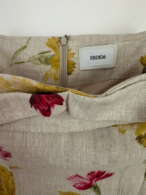 Erdem Beige, Pink & Yellow Floral Midi Dress with Bustier Top Size UK 6 (FR 34)