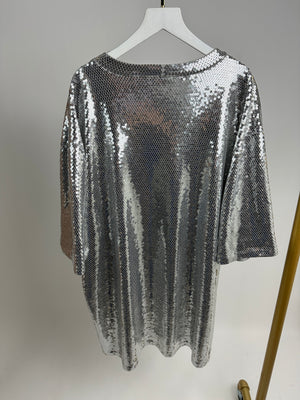 Céline Silver Metallic Sequin Oversize Top Size S (UK 8)
