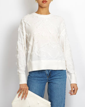 Christian Dior Cream Cashmere Jumper with Back Logo and Frayed Textured Details Size FR 34 (UK 6)