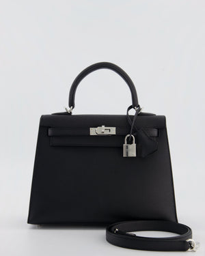 *RARE* Hermès Kelly 25 Sellier Bag in Black Epsom Leather with Palladium Hardware