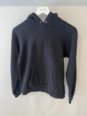 ⁠Celine Black Hooded Jumper with White Logo Detail Size L (UK 12)