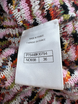 Chanel Muli-Colour Long Sleeve Cashmere Blend Knit Cardigan with Silver CC Logo Buttons Size FR 36 (UK 8)