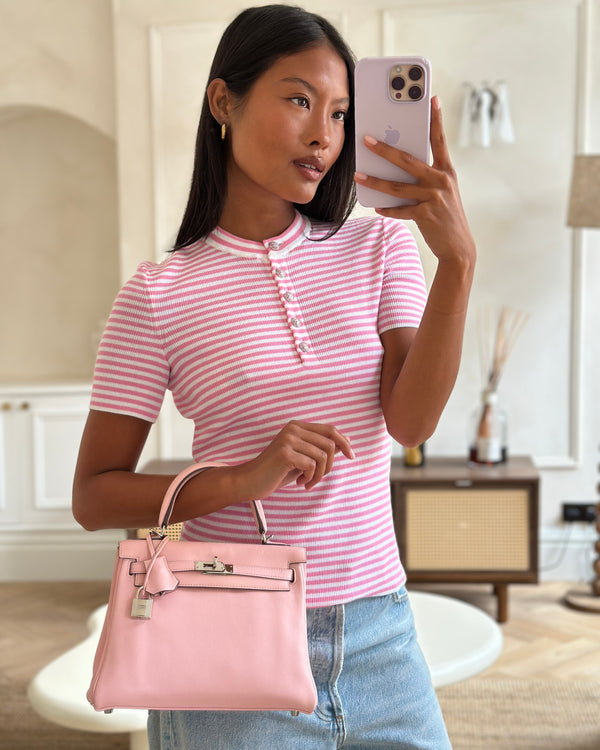 *FIRE PRICE* Hermès Kelly Bag 25cm Retourne in Rose Sakura Swift Leather with Palladium Hardware