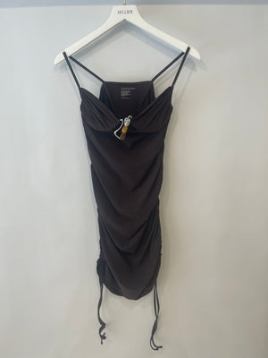 Christopher Esber Brown Mini Dress with Beaded Detail Size UK 12