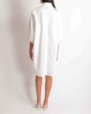 Hermès White Shirt Dress with Pocket Details and Silver Button Size FR 38 (UK 10) RRP £2,590