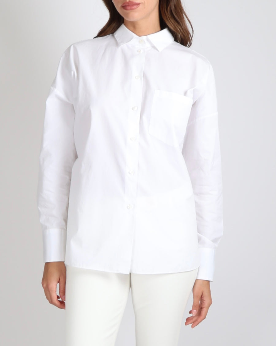 Valentino White Button Down Shirt with Black Back Logo Print and Ribbon Detail Size IT 42 (UK 10)
