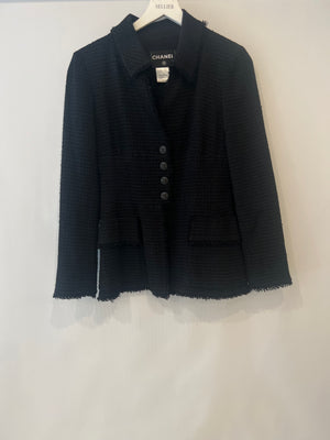 Chanel 09P Black Tweed Jacket with Black CC Logo Buttons Size FR 38 (UK 10)