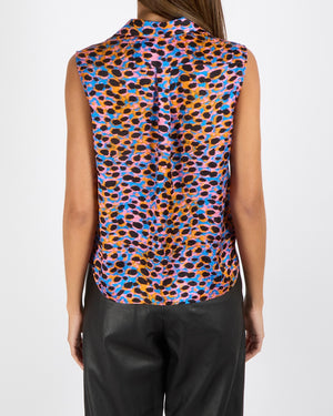 Christian Dior Multi-Colour Silk Leopard Print Sleeveless Blouse Size FR 36 (UK 8)