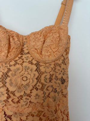 Dolce & Gabbana Peach Lace Corset Midi Dress Size IT 36 (UK 4)