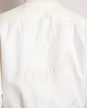 Hermès Cream Cliquetis Bomber Jacket with Leather and Logo Details Size FR 38 (UK 10)