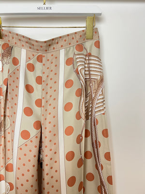 Hermès Beige, Cream Silk 'Clic Clac à Pois' Print Pyjama Top & Trouser Set Size FR 38 (UK 10)