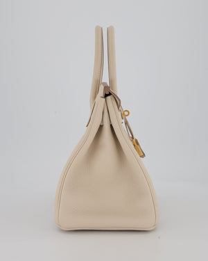 *RARE* Hermès Birkin 30 Retourne Bag in Craie Togo Leather with Gold Hardware