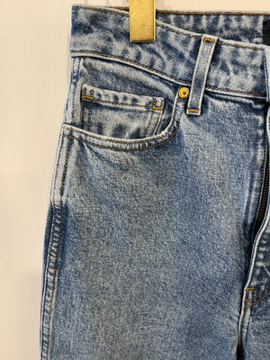 Khaite Blue Denim Straight Leg Jeans with Button Detail Size W 27 (UK 8-10) RRP £450