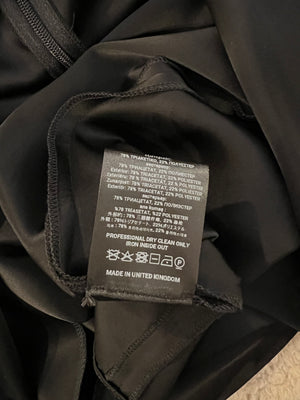 David Koma Black Satin Asymmetric Long Sleeved Mini Dress Size UK 12