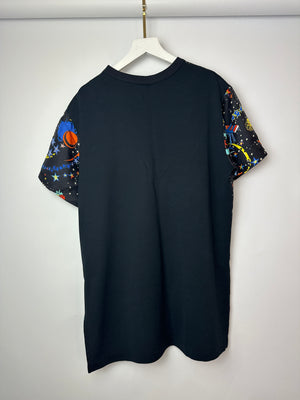 Louis Vuitton SS21 Black T-Shirt with Galaxy Print and Logo Details Size S (UK 8)
