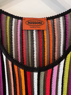 Missoni Black with Multicolour Stripes Crochet Top Size IT 38 (UK 6)