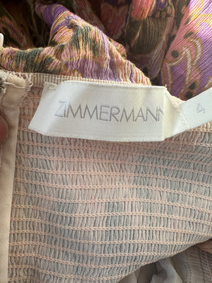 Zimmermann Pink Floral Strap Floral Midi Dress Size 4 (UK 16)