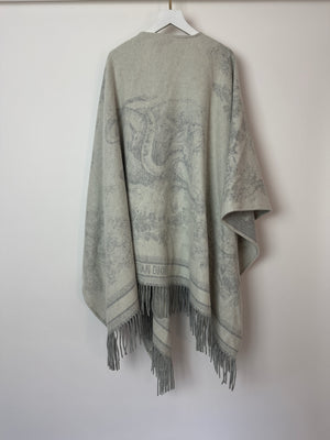 Christian Dior White &  Grey Toile de Jouy Cape One Size