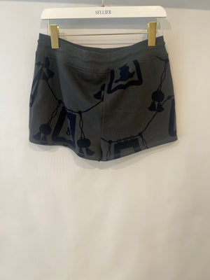 Hermès Grey Jacket and Shorts Set with Navy Lantern and Tassel Print with Silver Logo Buttons Size FR 34/40 (UK 6/12)