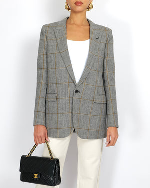 Saint Laurent Black and White Houndstooth Blazer Jacket Size FR 40 (UK 12)