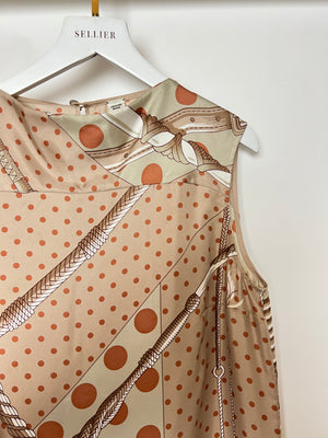 Hermès Beige, Cream Silk 'Clic Clac à Pois' Print Pyjama Top & Trouser Set Size FR 38 (UK 10)