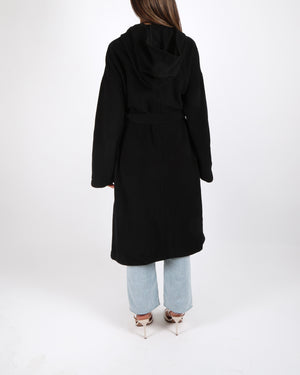 Celine Black Cashmere Hooded Coat with Belt Size FR 38 (UK 10)