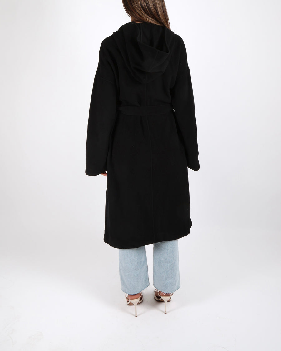 Celine Black Cashmere Hooded Coat with Belt Size FR 38 (UK 10)