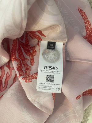 Versace Pink Coral Printed Silk Mini Dress Size IT 36 (UK 4)