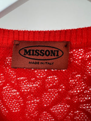Missoni Red Spotted Pattern Knitted Cardigan Size IT 40 (UK 8)