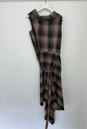 Vivienne Westwood Purple and Green Tartan Midi Dress with Belt Detail Size IT 42 (UK 10)