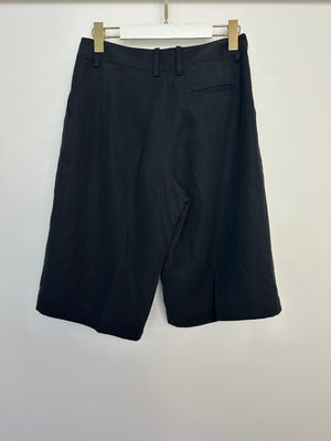 Frankie Shop Linen Black Bermuda Pleated Shorts Size S (UK 8)