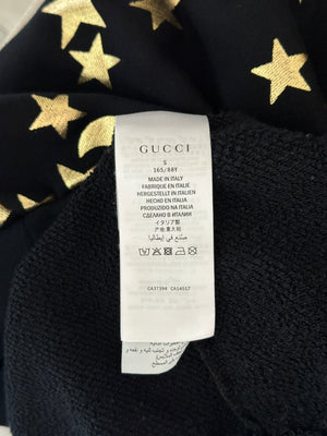 Gucci Black Sweatshirt with Gold Star Print GG Logo Size S (UK 8)