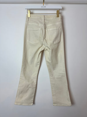 Khaite Cream Slim Leg Fit Jeans with Black Button Detailing Size 26 (UK 6)
