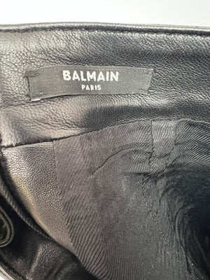 Balmain Black Quilted Lambskin Mini Skirt with Gold Buttons Detail Size FR 36 (UK 8) RRP £2,090