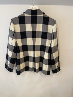 Christian Dior Black and White Checkered Double-Breasted Wool Jacket Size FR 42 (UK 14)
