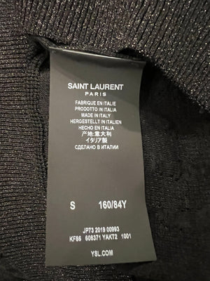 Saint Laurent Black Shimmery Panelled V Neck Jumper Size S (UK 8)