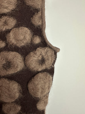 Christian Dior Brown and Taupe Knitted Vest Top and Cardigan with Mohair Embroidery Set Size FR 40/42 (UK 12/14)
