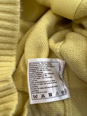 Chanel Yellow Cashmere Cardigan with Silver CC Logo Buttons Size FR 38 (UK 10)