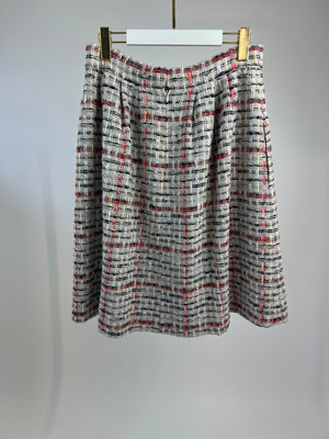 Chanel Grey Tweed A Line Skirt with CC Button Detail FR 42 (UK 14)