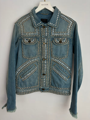 Saint Laurent Blue Denim Jacket with Studs & Crystals Details Size S (UK 8)