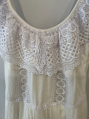Charo Ruiz White Mini Dress with Lace Details Size M (UK 10)