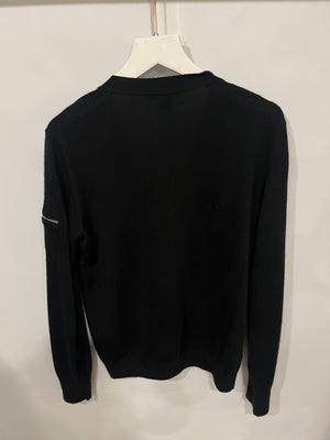Louis Vuitton Black Cardigan with Silver LV Logo Buttons and Zipper Detail Size S (UK 8)