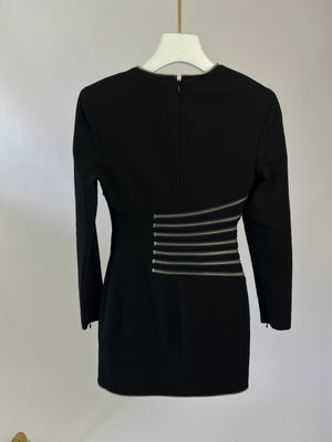 Alexander Wang Black Long-Sleeve Mini Dress with Silver Zip Detail Size US 0 (UK 4)