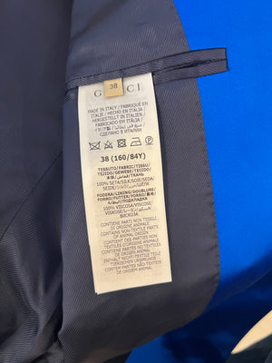 Gucci Electric Blue Silk Double Breasted Blazer Jacket Size IT 38 (UK 6)