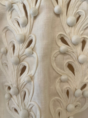 Zimmermann White Linen Long Sleeved Top with Embroideries and Bead Details Size 1 (UK 10)