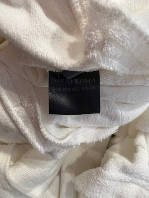 David Koma White Logo Midi Dress with Mismatched Sleeves with Crystal Embellishments and Silver Chain Buttons Size UK 8 RRP £1,020