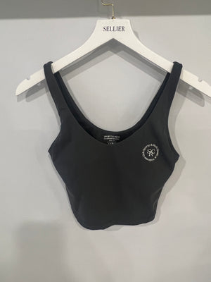 Sporty and Rich Grey Top and Biker Shorts Set with White Printed Logo Detail Size S (UK 8) RRP £160