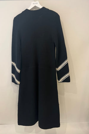 Chanel Black and White Cashmere Long Zipped Coat Size FR 40 (UK 12)