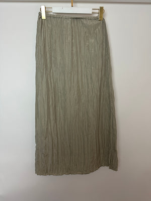 Toteme Green Crinkled Silk Midi Skirt Size FR 32 (UK 4)