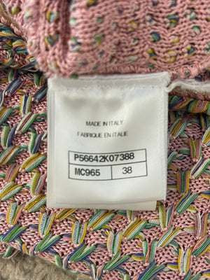 Chanel Pink Multicolour Knitted Mini Dress with CC Logo Detail Size FR 38 (UK 10)